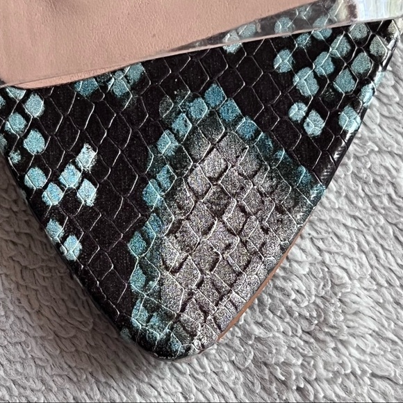 Steve Madden Amaya Clear Slide Sandal Blue Snake Reptile Print Leather Y2K Sz 7 - Picture 10 of 15